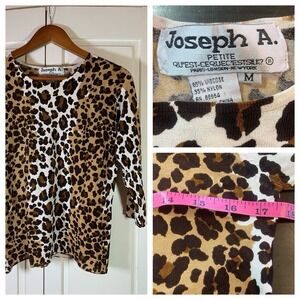 Joseph A Qu'est-Ce Que Animal Print Stretch Top 3/4 Sleeves Office Comfort Date